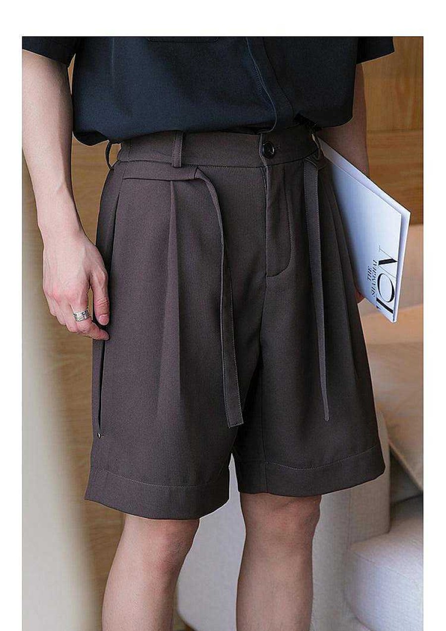 Clothing The Korean Fashion Shorts | Elastic Waist Texture Strappy Shorts