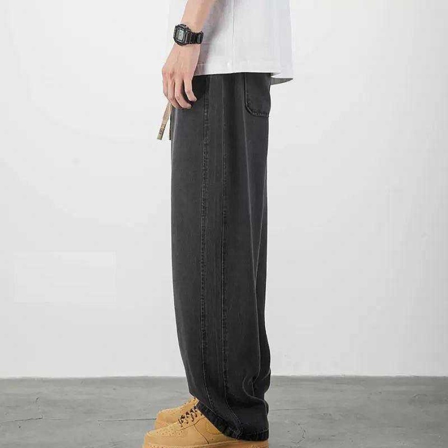 Clothing The Korean Fashion Jeans | Wide Legs Drape Drawstring Jeans