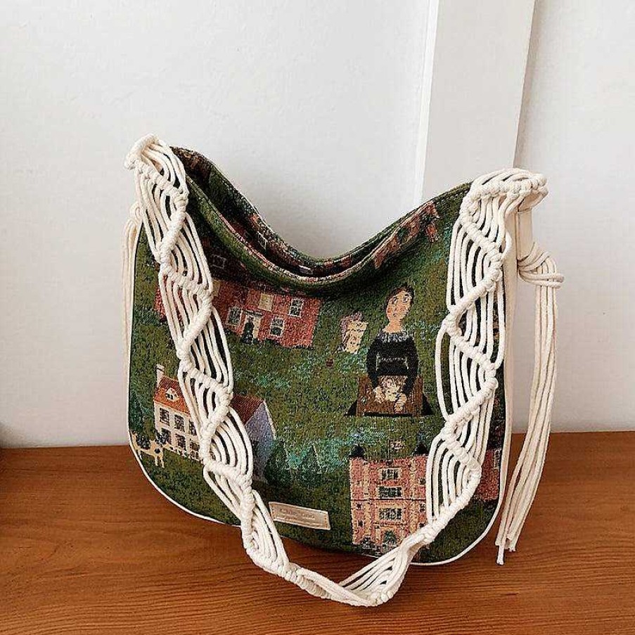 Women The Korean Fashion | Canvas Crossbody Bag Green