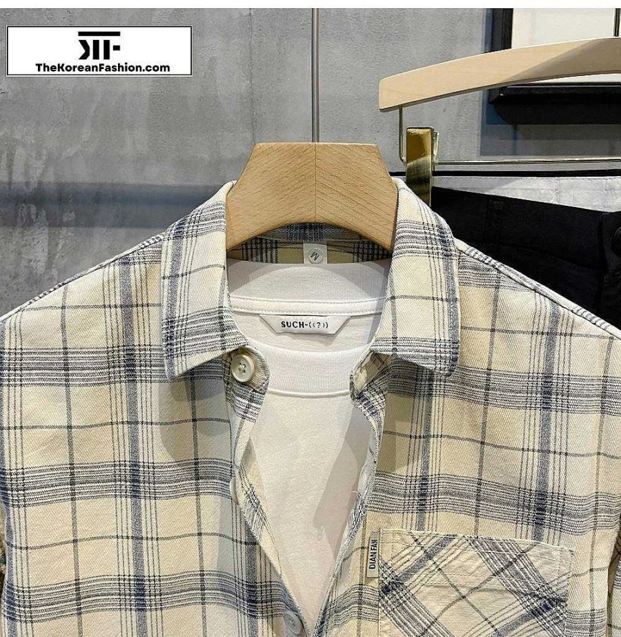 Casual Style Clothes The Korean Fashion | Summer Thin Plaid Casual Long-Sleeved Shirt