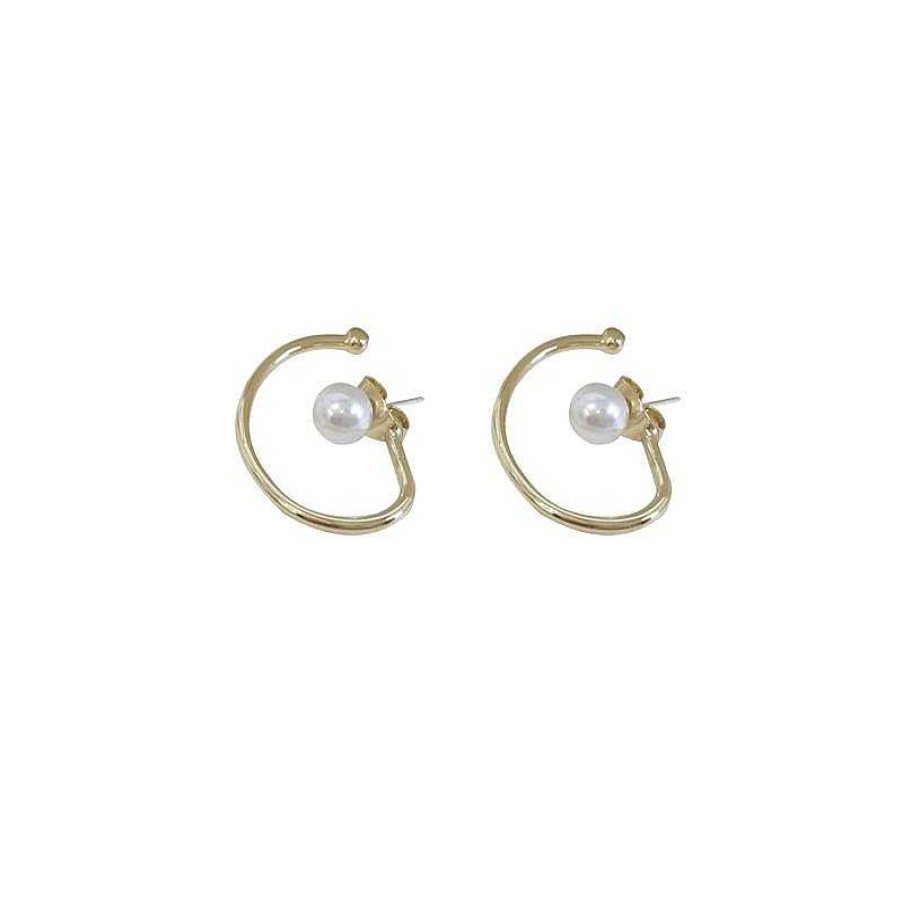 Women The Korean Fashion Earrings | Pearl Earrings Golden Pair