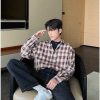 Clothing The Korean Fashion | Vintage Check Shirt Coffee Color