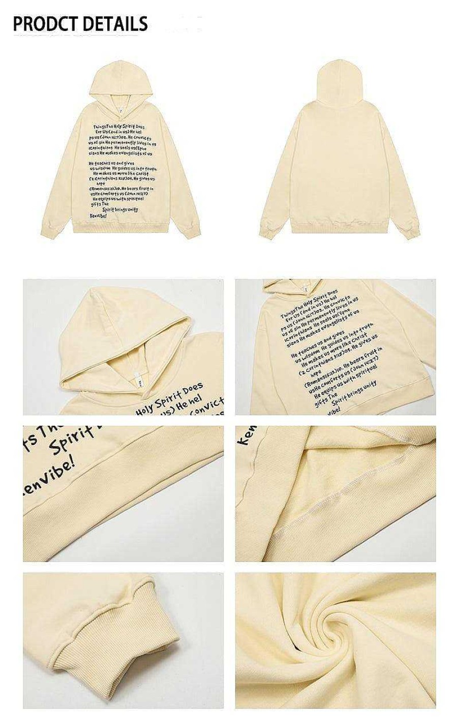 Clothing The Korean Fashion | Text Print Hooded Sweatshirt