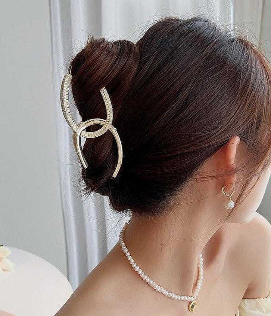 Women The Korean Fashion Hair Accessories | Double C Hair Clip Gold