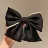 Women The Korean Fashion Hair Accessories | Bow Pearl Hairpin Black