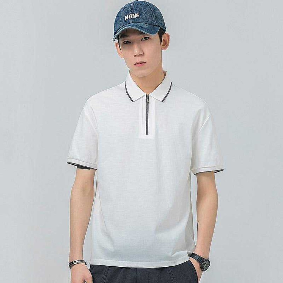 Clothing The Korean Fashion | Polo Zipper T-Shirt