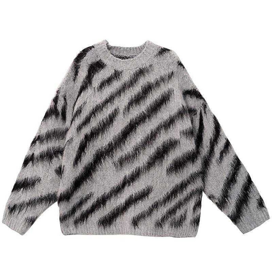 Clothing The Korean Fashion | Zebra Print Sweater Gray