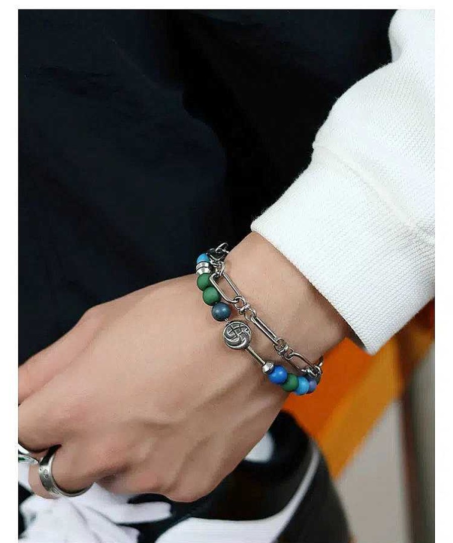 Accs & Bags & Shoes The Korean Fashion | Braided Bead Stacked Bracelet Blue