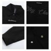 Clothing The Korean Fashion | Embroidered Letters Long-Sleeved Shirts Black