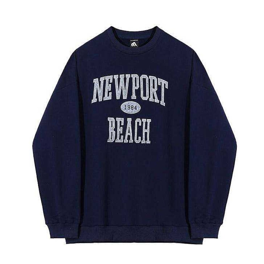 Clothing The Korean Fashion | Navy Crewneck Pullover Dark Blue