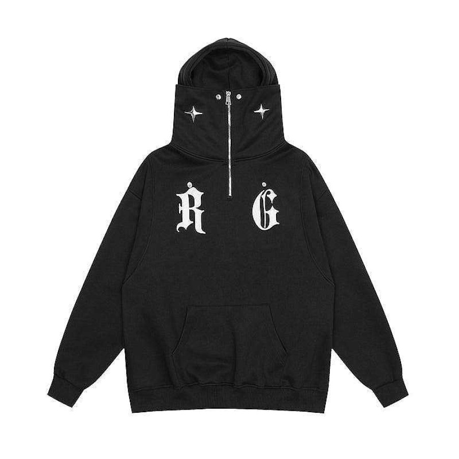 Clothing The Korean Fashion | Half Zip Hooded High Neck Sweatshirt