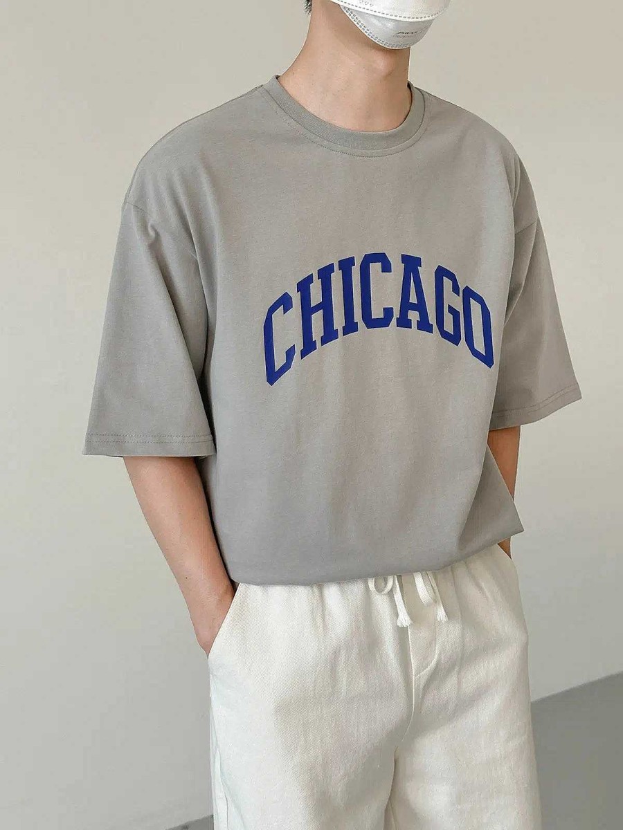 Clothing The Korean Fashion | Dropped Shoulder Letter Printed T-Shirt