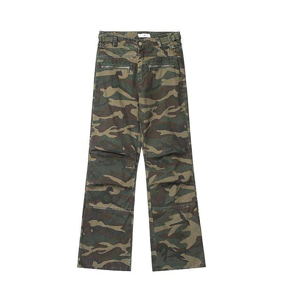 Clothing The Korean Fashion Jeans | Zipper Washed Cargo Pants Camouflage