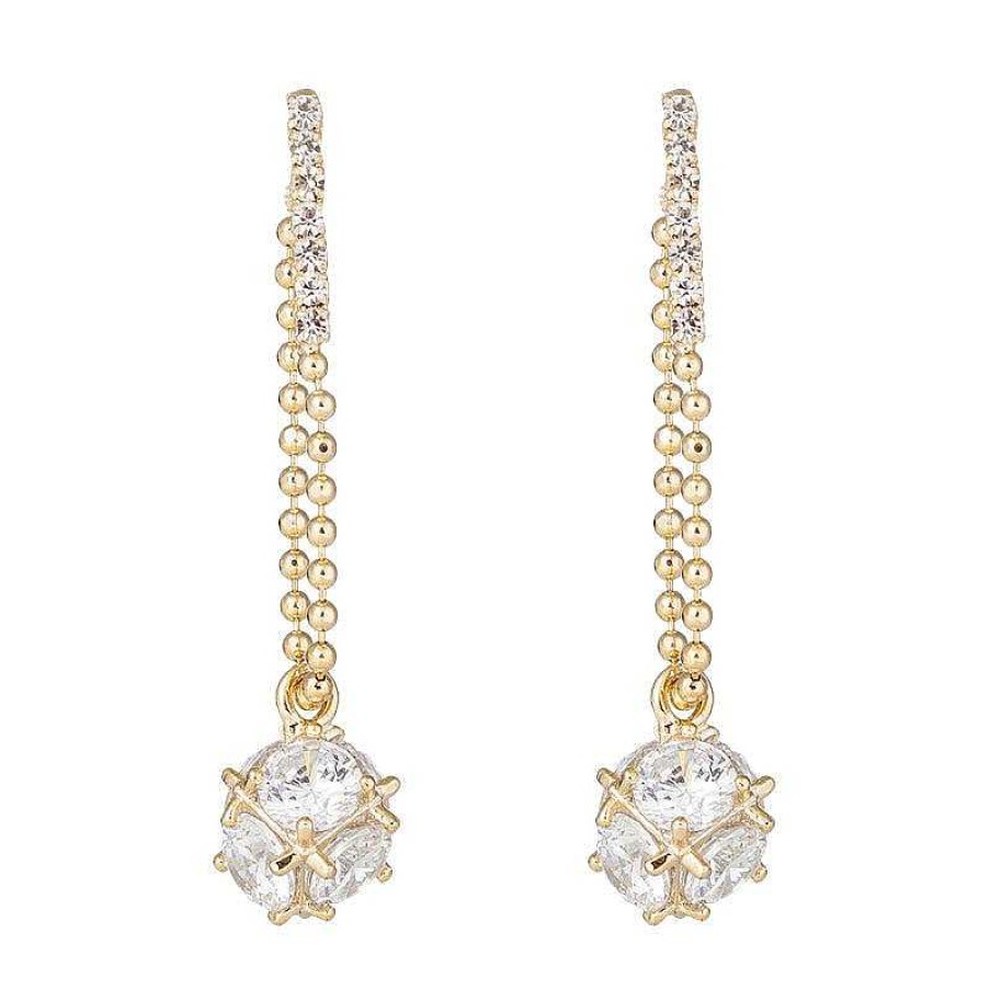 Women The Korean Fashion Earrings | Long Zircon Earrings Gold