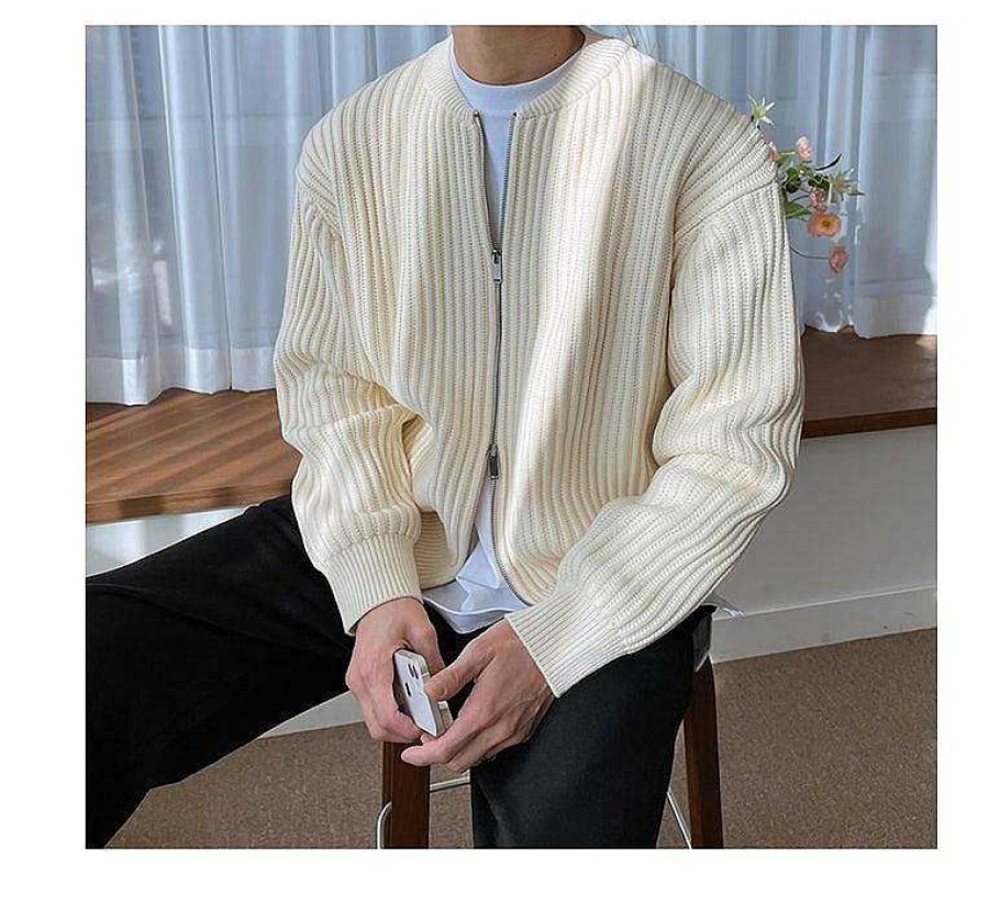 Clothing The Korean Fashion | Short Zipper Knit Cardigan