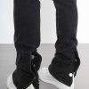 Clothing The Korean Fashion Jeans | Side Button Flared Slit Jeans Black