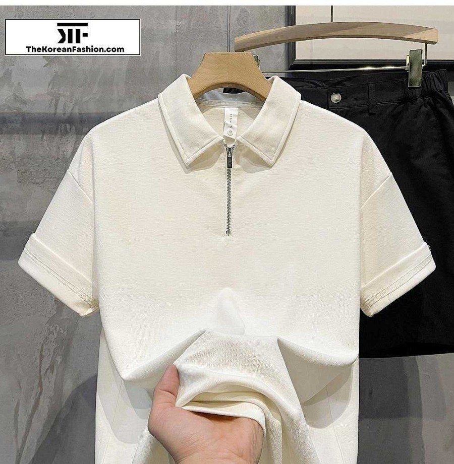 Casual Style Clothes The Korean Fashion | Zipper Lapel Polo Shirt