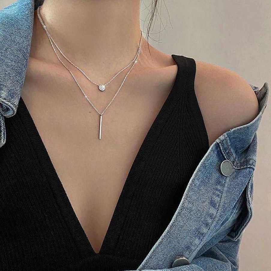 Women The Korean Fashion Necklaces | Zircon Necklace Set Sliver