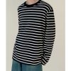 Clothing The Korean Fashion | Round Neck Striped Shirt