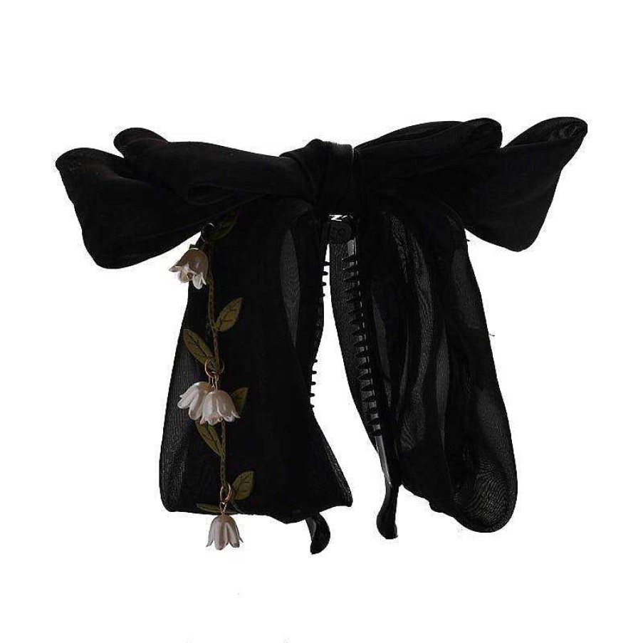 Women The Korean Fashion Hair Accessories | Bow Flower Hair Claw Clip Black