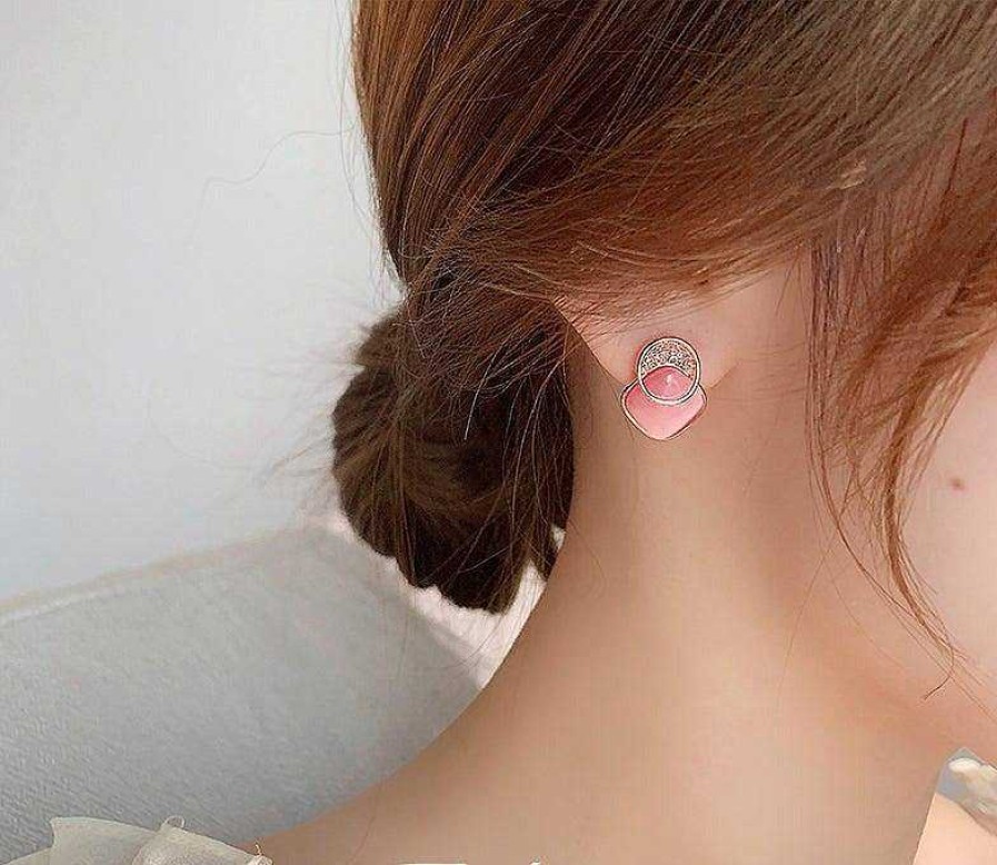 Women The Korean Fashion Earrings | Opal Earrings Pink