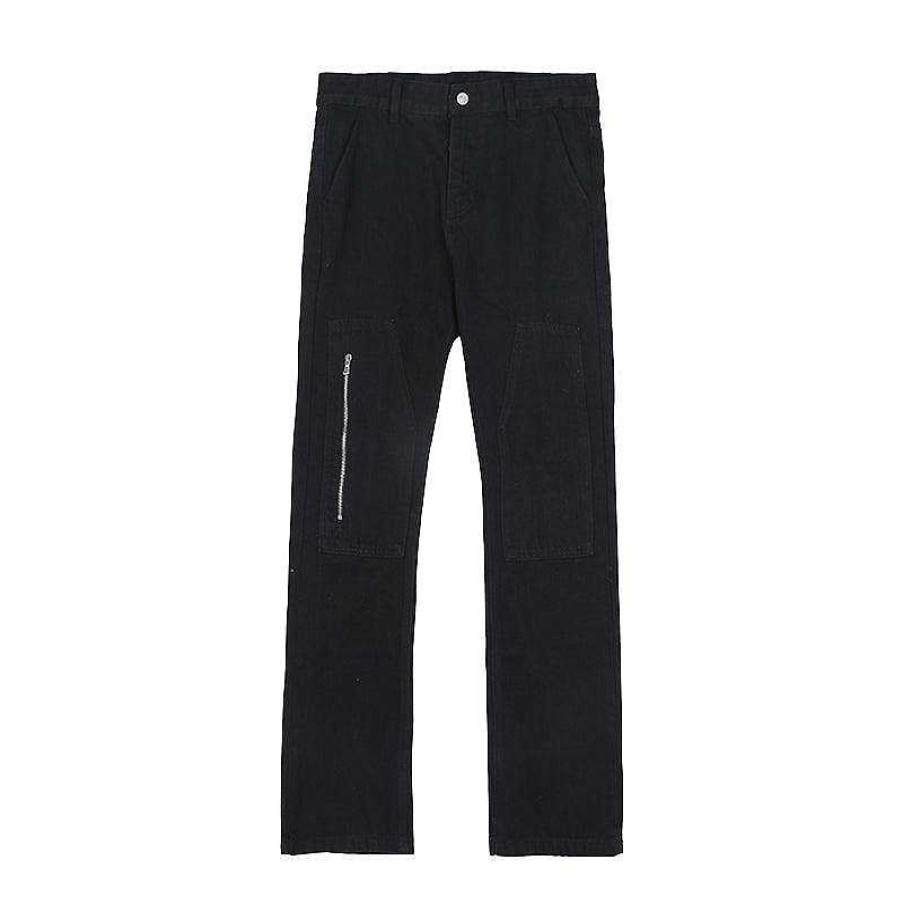 Clothing The Korean Fashion Jeans | Zipper Slim Fit Jeans Black