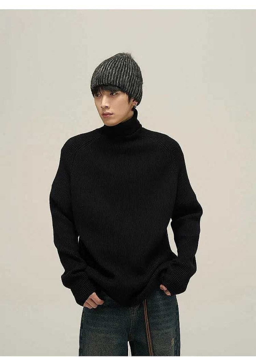 Clothing The Korean Fashion | Solid Color Pleated Turtleneck Sweater