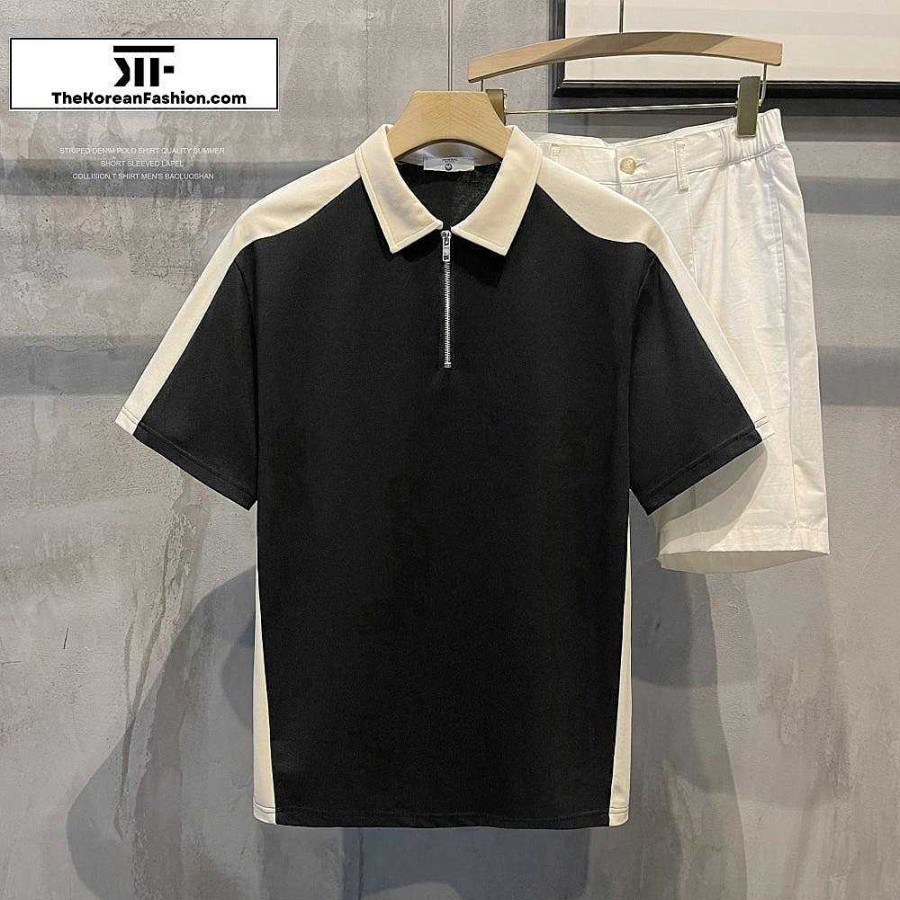 Casual Style Clothes The Korean Fashion | Half Zipper Short-Sleeved Polo T-Shirt