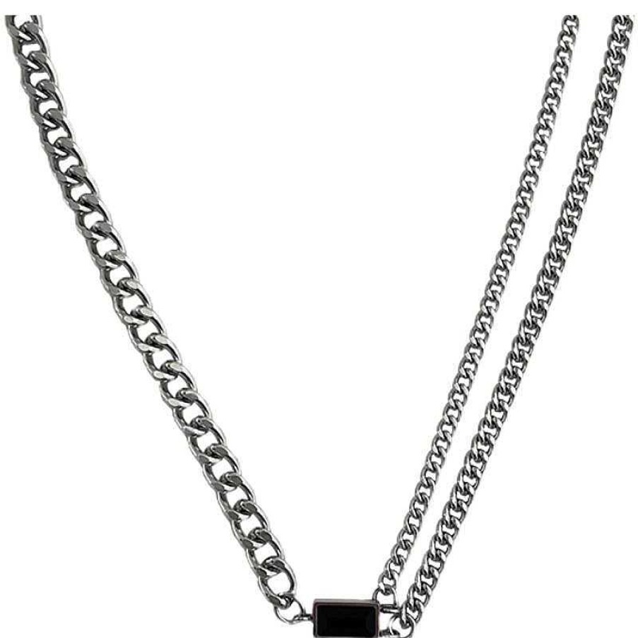 Women The Korean Fashion Necklaces | Black Crystal Pendant Necklace Silver