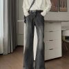 Clothing The Korean Fashion Jeans | Washed Gray Straight-Leg Jeans Black