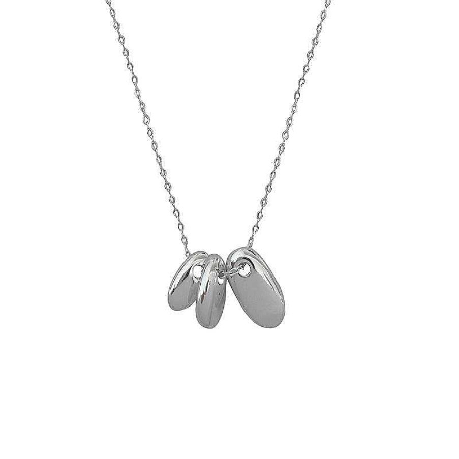 Women The Korean Fashion Necklaces | Three Metal Bean Necklace Silver