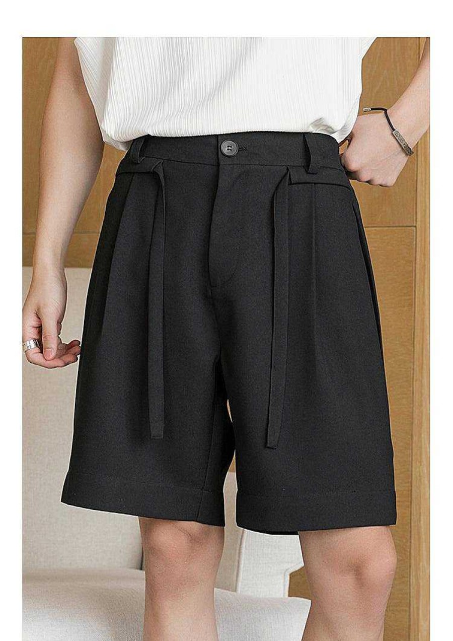 Clothing The Korean Fashion Shorts | Elastic Waist Texture Strappy Shorts