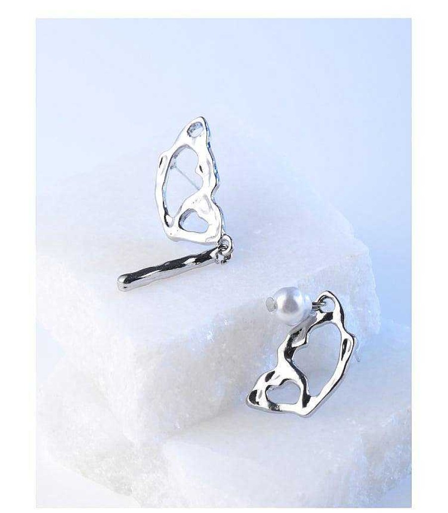 Women The Korean Fashion Earrings | Butterfly Wings Earrings Alloy + Silver Needle