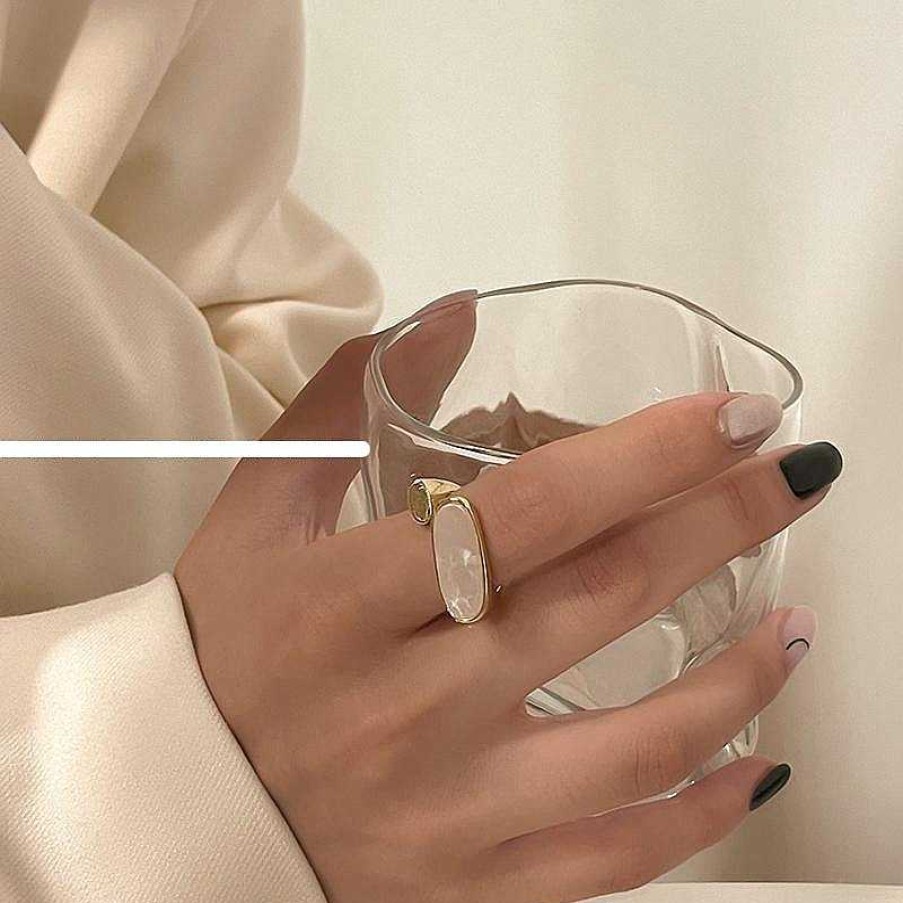 Women The Korean Fashion Rings | Open Shell Ring Gold