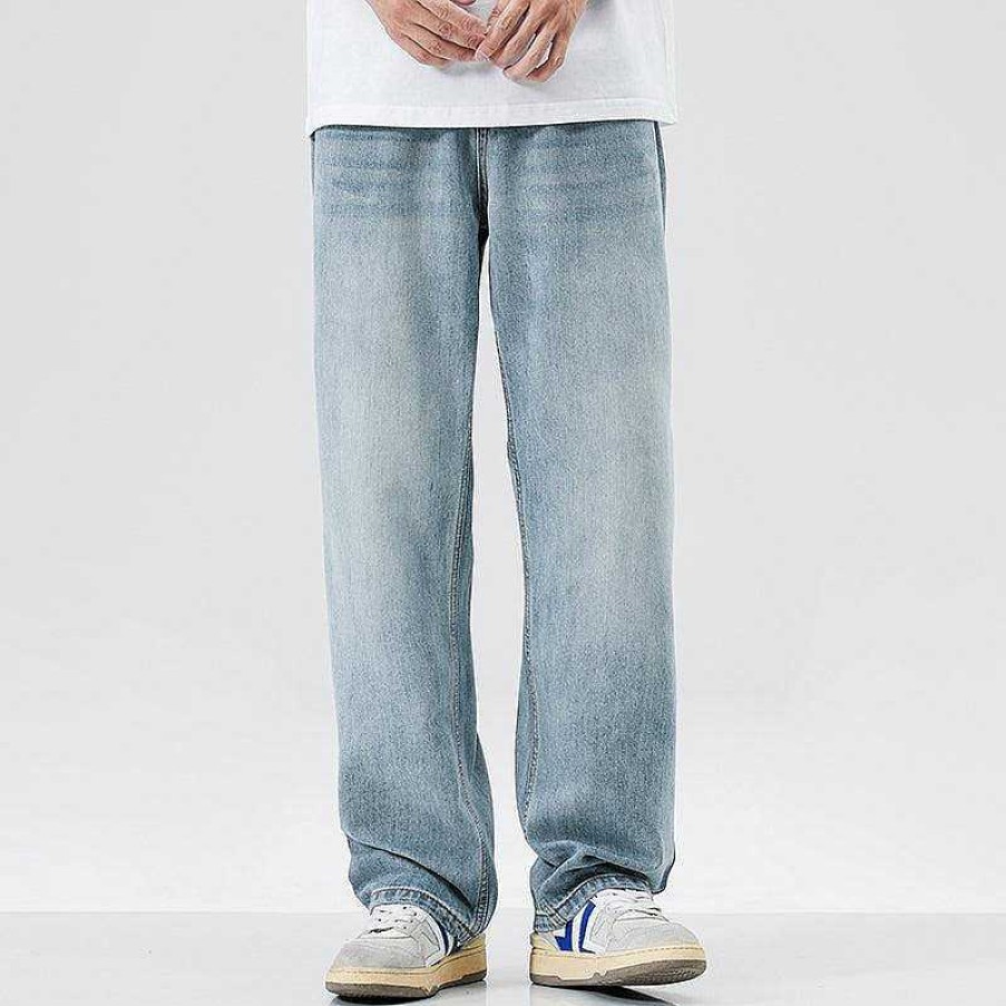 Clothing The Korean Fashion Jeans | Light Wide-Leg Jeans Blue