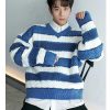 Clothing The Korean Fashion | V-Neck Striped Sweater