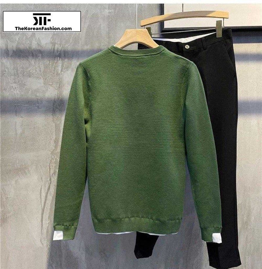 Casual Style Clothes The Korean Fashion | Patchwork Contrasting Two-Piece Slim Sweater