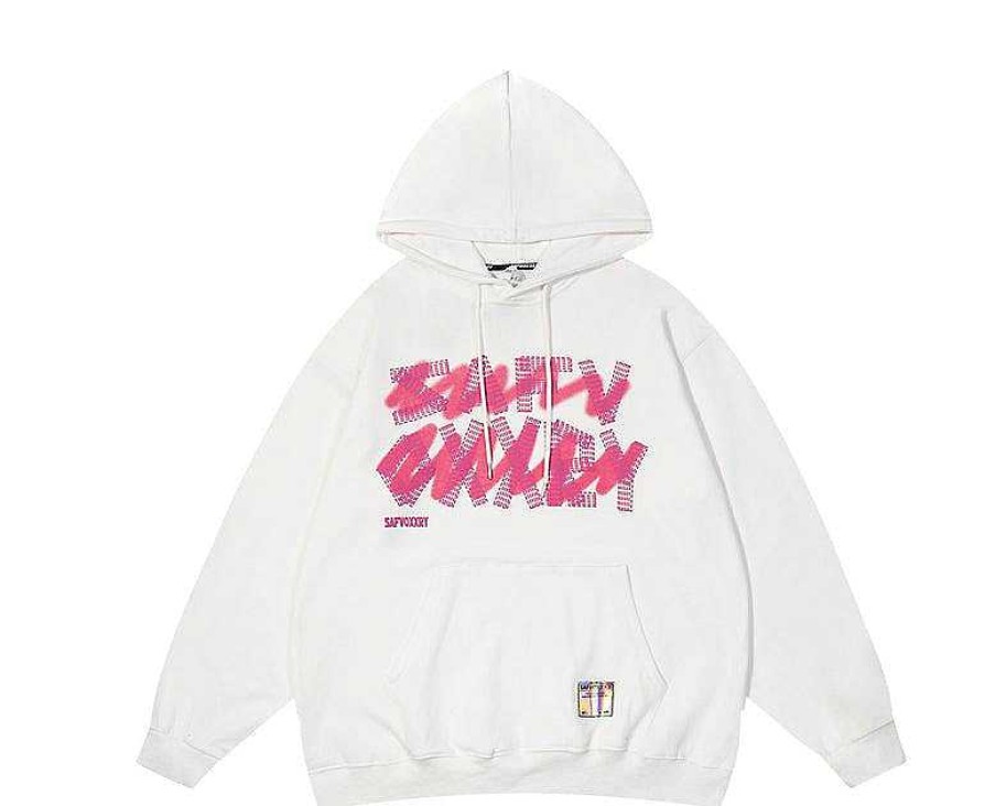 Clothing The Korean Fashion | Overlay Letter Print Hoodie