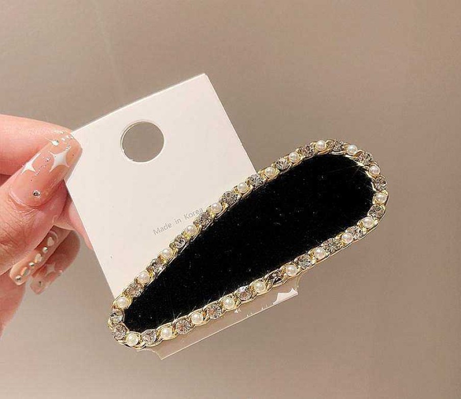 Women The Korean Fashion Hair Accessories | Black Zircon Hairpin