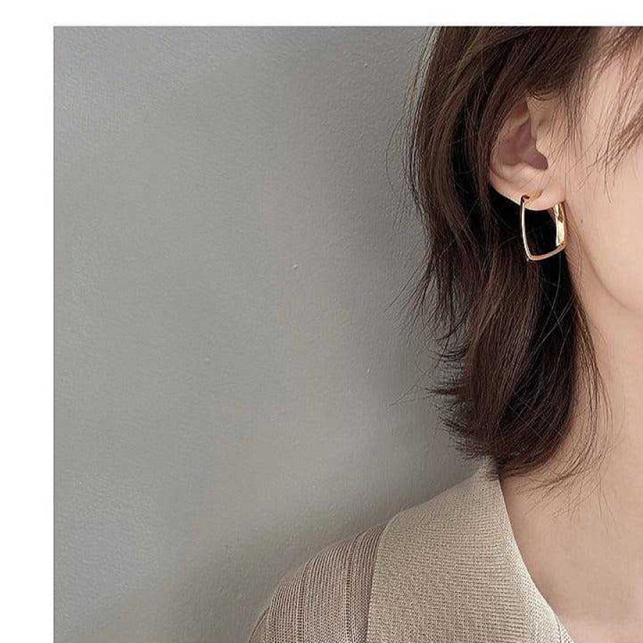 Women The Korean Fashion Earrings | Square Earrings Gold