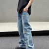 Clothing The Korean Fashion Jeans | Widg Legs Ripped Jeans Blue