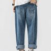 Clothing The Korean Fashion Jeans | Basic Wide-Leg Drape Jeans Blue