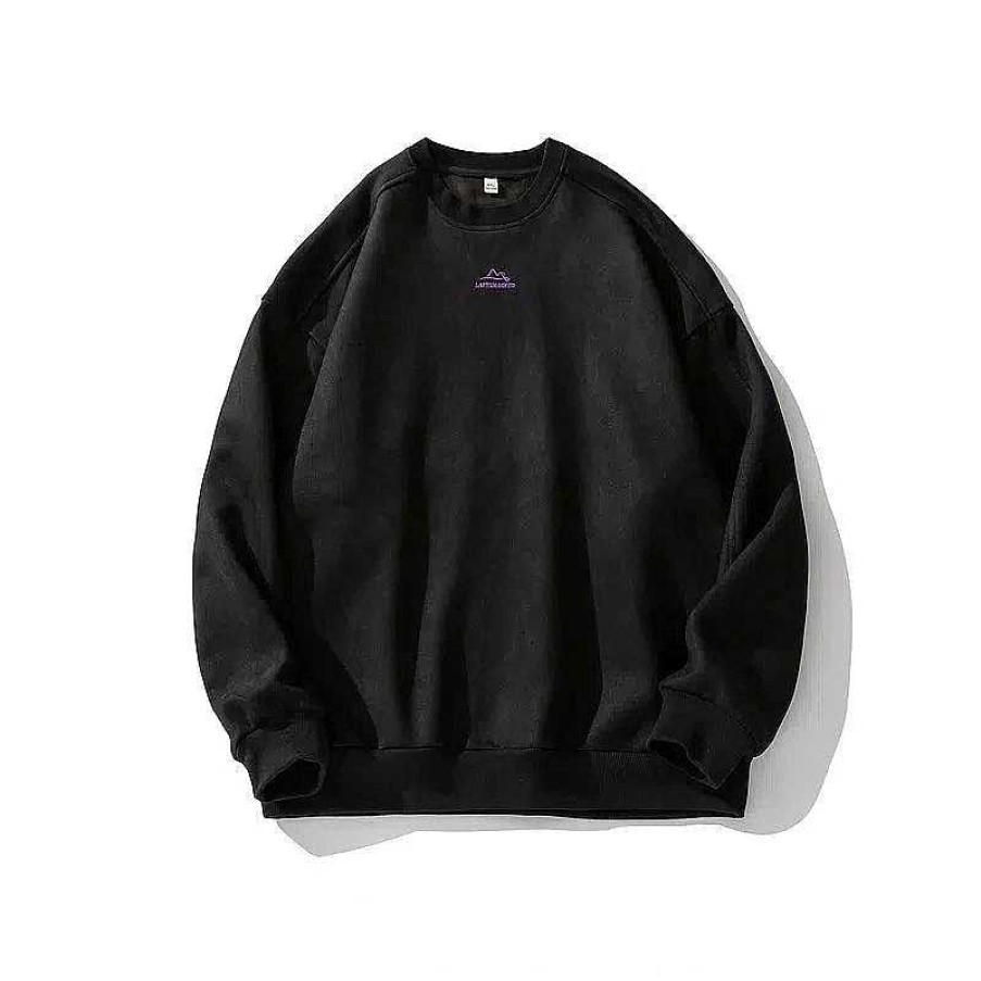 Clothing The Korean Fashion | Suede Velvet Round Neck Sweatshirt