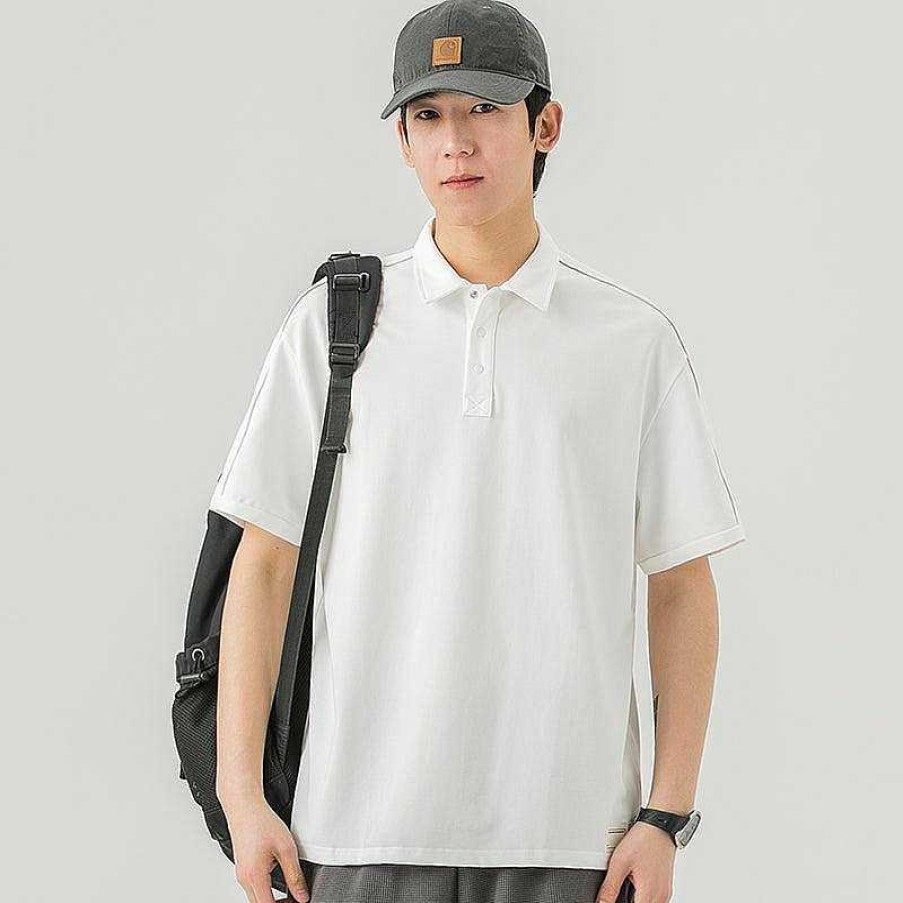 Clothing The Korean Fashion | Elastic Stripe Polo T-Shirt