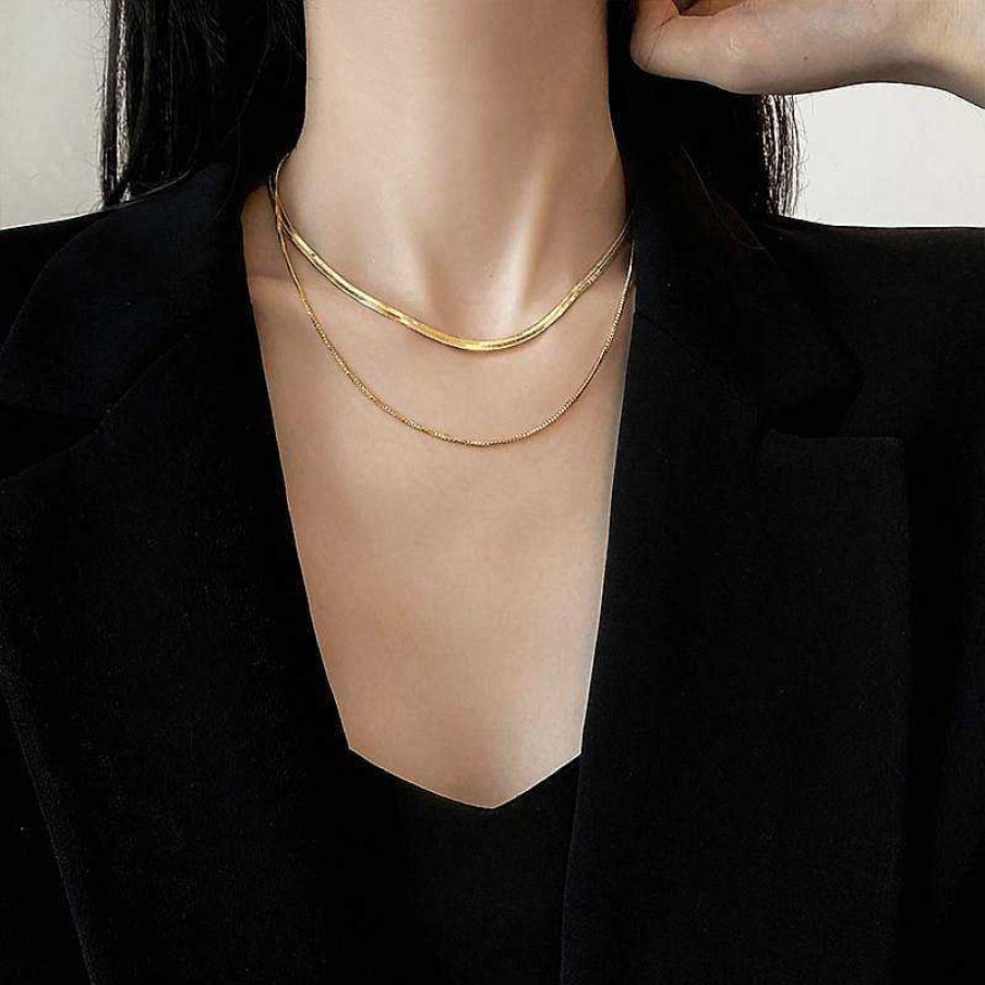 Women The Korean Fashion Necklaces | Basic Necklace Two Piece Set