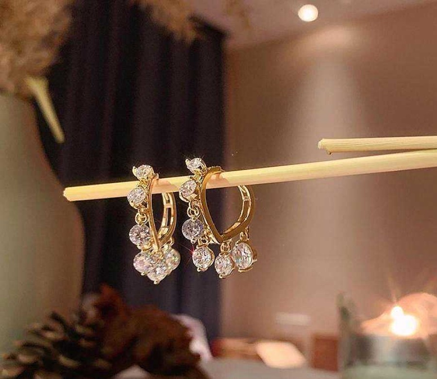 Women The Korean Fashion Earrings | Hoop Zircon Earrings