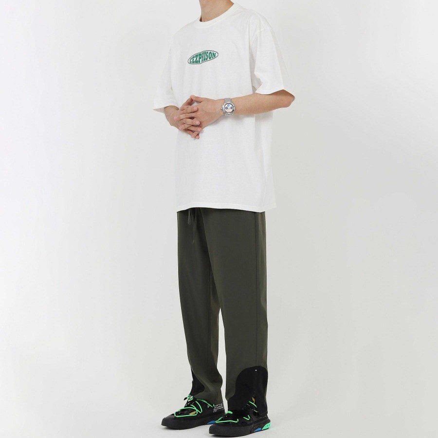 Clothing The Korean Fashion Slim Fit | And Green Stitching Zipper Pants