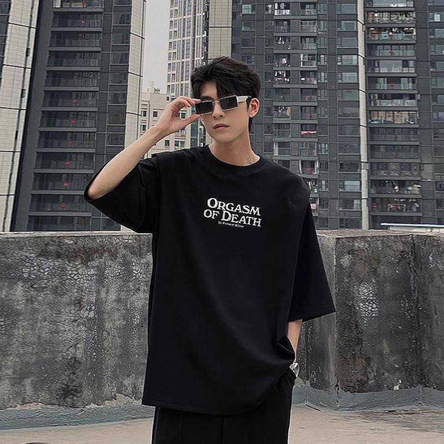 Clothing The Korean Fashion | Two Piece Text Print T-Shirt