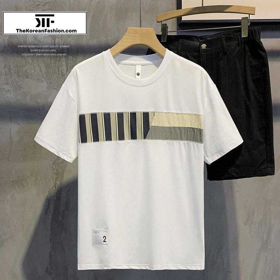 Casual Style Clothes The Korean Fashion | Color Block Stitching T-Shirt