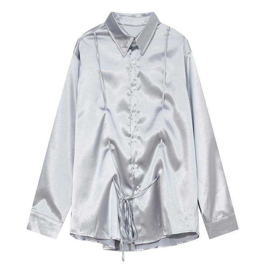 Clothing The Korean Fashion | Shiny Silky Shirt